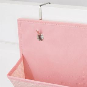 img 1 attached to mDesign Soft Fabric Wall Mount/Over Door Hanging Storage Organizer - Herringbone Print - Pink: 4 Large Pockets for Organizing Child/Kids Room or Nursery - Hooks Included