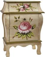 🌸 vintage floral art nightstand - nearly natural antique style, beige/pink/gold, dimensions: 23" x 14.5" x 34.5 логотип