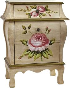 img 4 attached to 🌸 Vintage Floral Art Nightstand - Nearly Natural Antique Style, Beige/Pink/Gold, Dimensions: 23" x 14.5" x 34.5