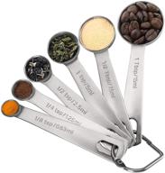 🥄 stainless steel measuring spoons, high-quality 18/8 premium heavy duty spoons cups set, small tablespoon with metric and us measurements, set of 6 for gifting - ideal for measuring dry and liquid ingredients logo