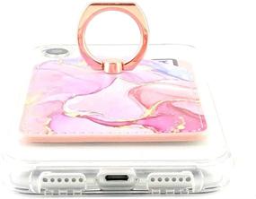 img 3 attached to 📱 CalorMixs Phone Card Holder Sleeves with Ring - Sticker on Credit Card Wallet Pockets for iPhone and Android Smartphones (Purple Pink Marble) - PU Leather Card Holder with 3M Adhesive for Enhanced SEO