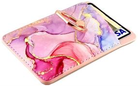 img 2 attached to 📱 CalorMixs Phone Card Holder Sleeves with Ring - Sticker on Credit Card Wallet Pockets for iPhone and Android Smartphones (Purple Pink Marble) - PU Leather Card Holder with 3M Adhesive for Enhanced SEO