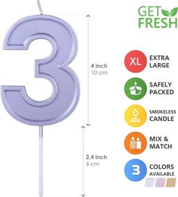 img 3 attached to GET FRESH Number 3 Birthday Candle – Extra Large Silver Number Three Candle On Stick –3