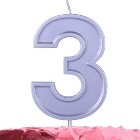 img 4 attached to GET FRESH Number 3 Birthday Candle – Extra Large Silver Number Three Candle On Stick –3