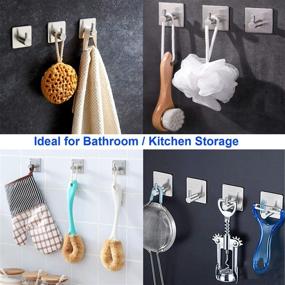 img 3 attached to 🚪 5-Pack Heavy Duty Stainless Steel Adhesive Door Hooks - LOOGI Towel Robe Hanger for Bathroom Kitchen, Wall Hooks