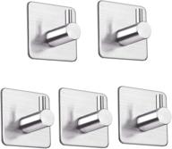 🚪 5-pack heavy duty stainless steel adhesive door hooks - loogi towel robe hanger for bathroom kitchen, wall hooks logo