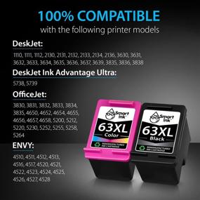 img 2 attached to Smart Ink Remanufactured Ink Cartridge Replacement for HP 63XL 63 XL - Black & Color Combo Pack - Compatible with Deskjet 1110 1112 2130 3630 3632 Envy 4510 4516 4520 4522 4525 Officejet 3830 4650 4655 5220