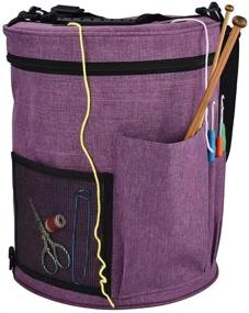 img 3 attached to 👜 Katech Portable Yarn Bags: Spacious Yarn Organizer & Travel Knitting Tote (Purple)