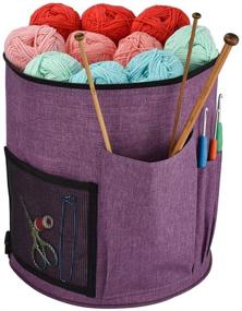 img 1 attached to 👜 Katech Portable Yarn Bags: Spacious Yarn Organizer & Travel Knitting Tote (Purple)