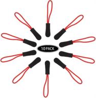 durable cord zipper pulls for purses, backpacks, luggage & clothing - 10 pack, black red logo