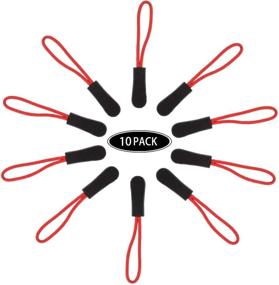 img 4 attached to Durable Cord Zipper Pulls for Purses, Backpacks, Luggage & Clothing - 10 Pack, Black Red