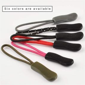 img 2 attached to Durable Cord Zipper Pulls for Purses, Backpacks, Luggage & Clothing - 10 Pack, Black Red