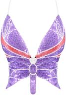 🦋 novia's choice women's sparkly butterfly sequin crop top bandage bra for indian belly dance costume outfits логотип