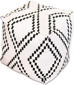 img 4 attached to 🪑 Joan UNSTUFFED Boho Pouf Ottoman Cover: Stylish Modern Bohemian Living Room Decor with Storage Solution, Minimalist Foot Rest, and Removable Hand-Tufted Square Design