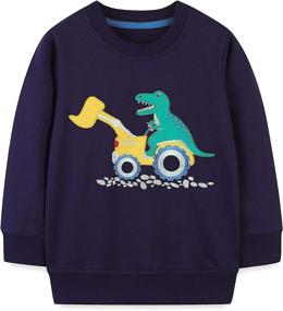 img 4 attached to Cute Baby Toddler Boy's Christmas Cotton Crewneck Sweatshirt: Sizes 1-7Y