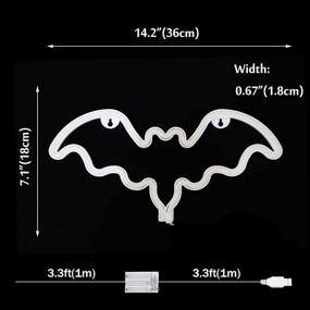 img 1 attached to 🦇 LED Neon Bat Lights - Bat Shape Night Lamp for Bedroom, Bar, Wall Decor - Halloween Decoration; Battery Operated Desk Table Light with Holder Base (Pink)