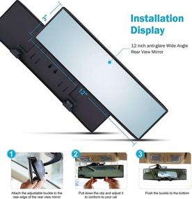 img 2 attached to Verivue Mirrors: Universal 12 Inch Clip-On Panoramic Rearview Mirror - Blue Tint - Wide Angle - Car, SUV, Truck