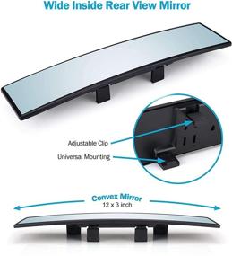 img 1 attached to Verivue Mirrors: Universal 12 Inch Clip-On Panoramic Rearview Mirror - Blue Tint - Wide Angle - Car, SUV, Truck
