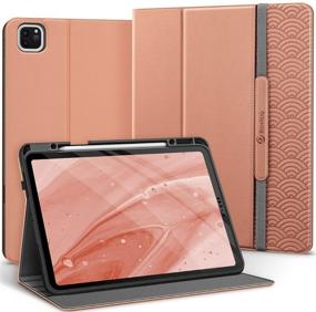 img 4 attached to 📱 BloxFlag iPad Pro 12.9 Case 5th/4th/3rd Generation: Pencil Holder, Card Pocket, Typing Angle, Auto Sleep/Wake, Pink Vegan Leather Cover