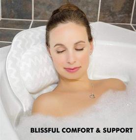 img 4 attached to 🛀 Spa Tub Bath Pillow - Ergonomic Bathtub Cushion with Neck and Back Support - 3D Air Mesh Bath Accessories - Headrest with 6 Strong Suction Cups