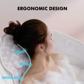 img 1 attached to 🛀 Spa Tub Bath Pillow - Ergonomic Bathtub Cushion with Neck and Back Support - 3D Air Mesh Bath Accessories - Headrest with 6 Strong Suction Cups