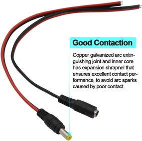 img 1 attached to 🔌 High-Quality 18AWG Copper Strands: 10 Pairs DC Power Pigtail Cable Wire for CCTV Security Camera and Lighting Power Adapter (2.1mm x 5.5mm, Ultra Thick) by MILAPEAK