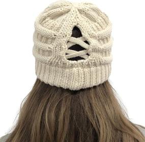 img 2 attached to Womens Criss Ponytail Beanies Winter Outdoor Recreation and Outdoor Clothing