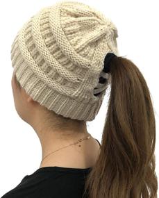 img 4 attached to Womens Criss Ponytail Beanies Winter Outdoor Recreation and Outdoor Clothing