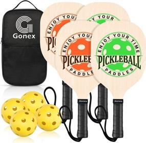 img 4 attached to 🏓 Gonex Wooden Pickleball Paddle Set: 4 Wood Pickleball Rackets & Balls - Wide Body Racquet for Kids & Beginners