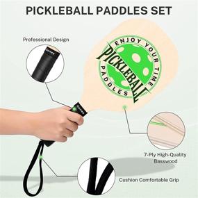 img 3 attached to 🏓 Gonex Wooden Pickleball Paddle Set: 4 Wood Pickleball Rackets & Balls - Wide Body Racquet for Kids & Beginners