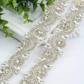 img 4 attached to Shimmering Rhinestone Applique: 1 Yard Dress Embellishment for a Dazzling Bling Bling Decorative Trim