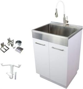 img 4 attached to 🚰 Transolid TCAM-2420-WS 24x20x34.6 Laundry Sink Cabinet Set with Faucet & Accessories - White