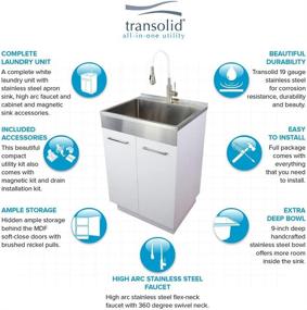 img 2 attached to 🚰 Transolid TCAM-2420-WS 24x20x34.6 Laundry Sink Cabinet Set with Faucet & Accessories - White