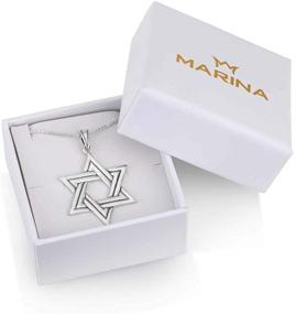 img 2 attached to 🕍 Authentic 925 Sterling Silver Jewish Token Pendant Necklace by Marina Meiri Jewellery, 24 Inch Box Chain - Explore Beautiful Design Options