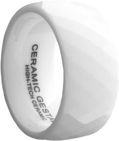 img 3 attached to Stunning GESTALT COUTURE White Ceramic Ring: 10mm Width, Faceted Design, Comfort Fit