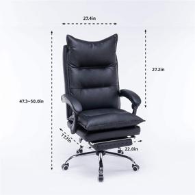 img 1 attached to 🪑 YOLENY Big and Tall Office Chair, Height-Adjustable Reclinable Ergonomic Swivel High Back Leather Chair with Foot Rest, Supports Up to 350 lbs, Black