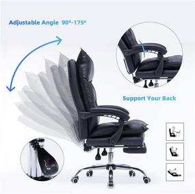 img 2 attached to 🪑 YOLENY Big and Tall Office Chair, Height-Adjustable Reclinable Ergonomic Swivel High Back Leather Chair with Foot Rest, Supports Up to 350 lbs, Black