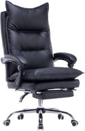 🪑 yoleny big and tall office chair, height-adjustable reclinable ergonomic swivel high back leather chair with foot rest, supports up to 350 lbs, black logo