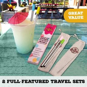 img 2 attached to 🥤 Boba Fide Stainless Steel Boba Straws: Long, Angled & Wide Reusable Metal Straws with Silicone Tips, Brushes, and Travel Cases