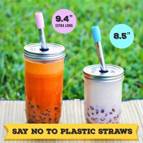 img 1 attached to 🥤 Boba Fide Stainless Steel Boba Straws: Long, Angled & Wide Reusable Metal Straws with Silicone Tips, Brushes, and Travel Cases