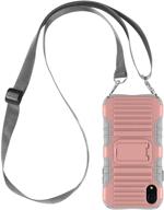 📱 versatile pink e-tree crossbody lanyard case for iphone x iphone xs with kickstand, shockproof dual layered design, and anti-lost detachable necklace strap – perfect for kids, elderly, outdoors, and more! logo