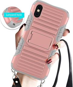 img 1 attached to 📱 Versatile Pink E-Tree Crossbody Lanyard Case for iPhone X iPhone Xs with Kickstand, Shockproof Dual Layered Design, and Anti-Lost Detachable Necklace Strap – Perfect for Kids, Elderly, Outdoors, and More!