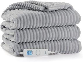 img 4 attached to 🔥 Bedsure Electric Heated Blanket Twin Size - 6 Heating Levels &amp; 8 Hours Auto-Off Heating Warming Blanket, ETL Certified, 62x84 inches, Light Grey