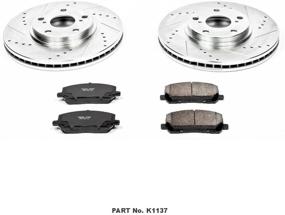 img 2 attached to 🔥 Комплект передних тормозных колодок Power Stop K1137 Z23 из углеродного волокна с сверлеными и нарезанными тормозными дисками.