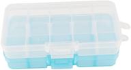 yueton 2 pcs adjustable jewelry bead organizer box: 10 slot storage container case, clear+blue logo