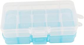 img 4 attached to Yueton 2 Pcs Adjustable Jewelry Bead Organizer Box: 10 Slot Storage Container Case, Clear+Blue