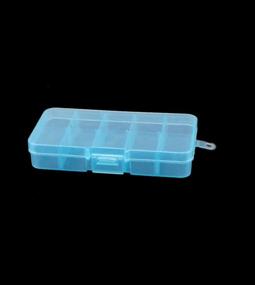 img 3 attached to Yueton 2 Pcs Adjustable Jewelry Bead Organizer Box: 10 Slot Storage Container Case, Clear+Blue