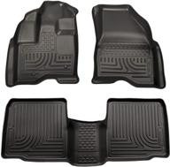 🐶 husky liners weatherbeater front & 2nd seat floor mats for 2009-2016 lincoln mks, black, model 98731 logo