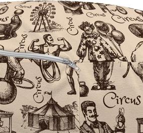 img 2 attached to 🎪 Decorative Circus Ottoman Pouf: Hand Drawn Sketch Clown Magician Elephant, Strong Man Ferris Wheel Tent Design for Living Room and Bedroom, Beige Brown Color with Removable Cover