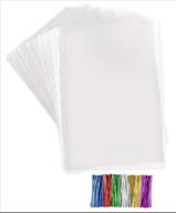 🍬 200 pack of 9x12 clear plastic cellophane bags with twist ties - ideal for candies, nuts & small gifts, 1.5 mil thick cello bags logo